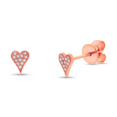 0.05ct 14k Rose Gold Diamond Pave Heart Earring